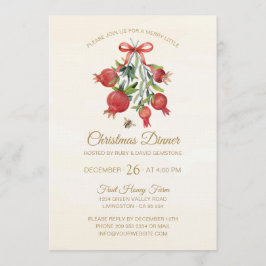 Elegant Watercolor Red Pomegranate Christmas Party Kaart