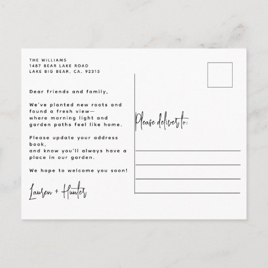 Elegant Watercolor Roses Garden Moving Aankondigingskaart (Achterkant)