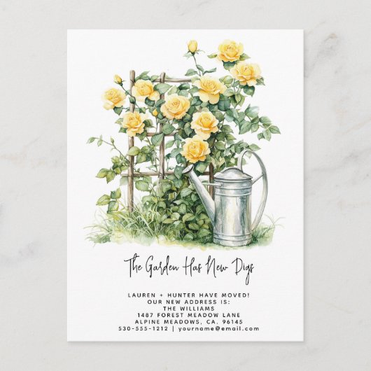 Elegant Watercolor Roses Garden Moving Aankondigingskaart (Voorkant)