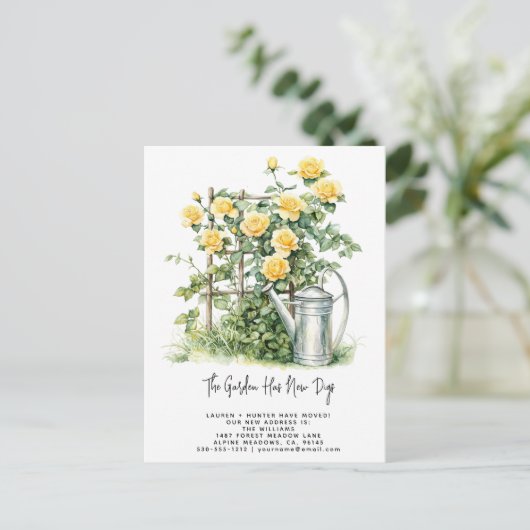 Elegant Watercolor Roses Garden Moving Aankondigingskaart (Staand voorkant)