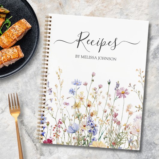 Elegant Watercolor Rustic Wildflower Field Recipe  Notitieboek