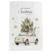 Elegant Watercolor Santa Christmas Party  Medium Cadeauzakje (Achterkant)