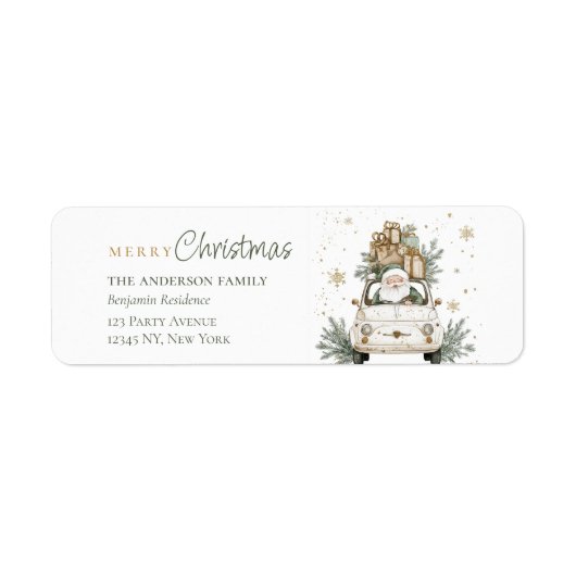 Elegant Watercolor Santa Gifts Christmas Etiket (Voorkant)