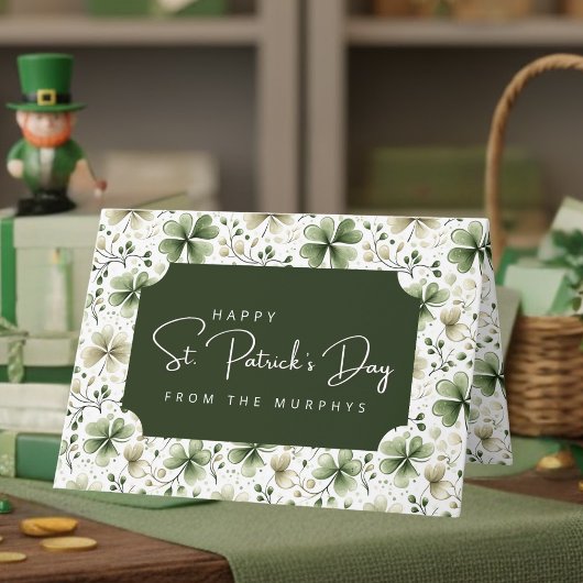 Elegant Watercolor Shamrocks Happy St. Patrick’s  Kaart