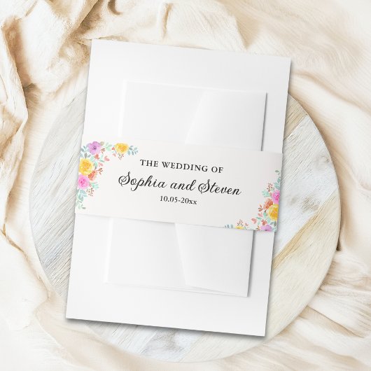 Elegant Watercolor Sring Flowers Uitnodigingen Wikkel