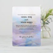  Elegant watercolor style  purple blue wedding  Kaart (Staand voorkant)