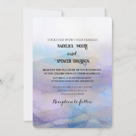  Elegant watercolor style  purple blue wedding  Kaart