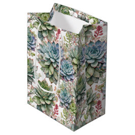 Elegant Watercolor Succulent Garden Botanicals Medium Cadeauzakje