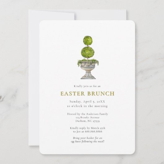Elegant Watercolor Topiary  Easter brunch  Kaart (Voorkant)