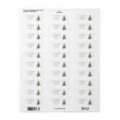 Elegant Watercolor Tree Christmas Etiket (Full Sheet)