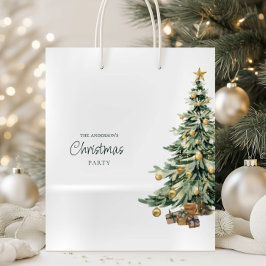 Elegant Watercolor Tree Christmas Party  Medium Cadeauzakje