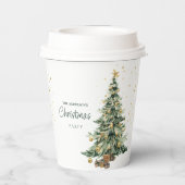 Elegant Watercolor Tree Christmas Party  Papieren Bekers (Achterkant)