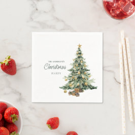 Elegant Watercolor Tree Christmas Party  Servet