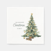 Elegant Watercolor Tree Christmas Party Servet (Voorkant)