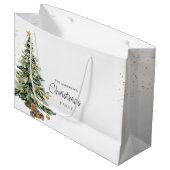 Elegant Watercolor Tree Stars Christmas Party  Groot Cadeauzakje (Voorkant Gekanteld)