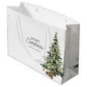 Elegant Watercolor Tree Stars Christmas Party  Groot Cadeauzakje (Achterkant Gekanteld)