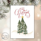 Elegant Watercolor Trees, "Merry Christmas"  Feestdagenkaart