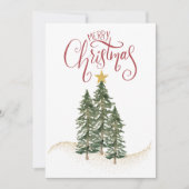 Elegant Watercolor Trees, "Merry Christmas" Feestdagenkaart (Voorkant)