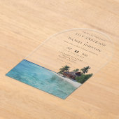 Elegant Watercolor Tropical Beach Wedding Arch Acryl Uitnodigingen (Laagn)