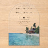 Elegant Watercolor Tropical Beach Wedding Arch Acryl Uitnodigingen (Voorkant)