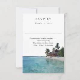 Elegant Watercolor Tropical Beach Wedding RSVP Kaartje