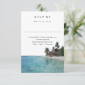 Elegant Watercolor Tropical Beach Wedding RSVP Kaartje (Staand voorkant)