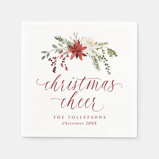 Elegant Watercolor Typography Christmas Cheer Servet (Voorkant)