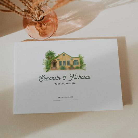 Elegant Watercolor Venue Illustration Wedding Gastenboek