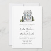 Elegant Watercolor Venue Sketch Wedding Invitation Kaart (Voorkant)