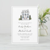 Elegant Watercolor Venue Sketch Wedding Invitation Kaart (Staand voorkant)