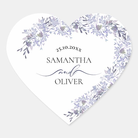 Elegant Watercolor Wedding Heart Sticker (Voorkant)