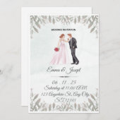 Elegant Watercolor Wedding Invitation  Kaart (Voorkant / Achterkant)