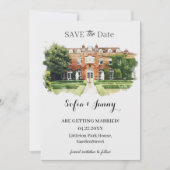 Elegant Watercolor Wedding Venue Sketch Save The Date (Voorkant)