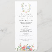 Elegant Watercolor Wildebloem Huwelijksprogramma Programmakaart (Voorkant)
