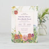 Elegant Watercolor Wildflower Garden Wedding Kaart (Staand voorkant)