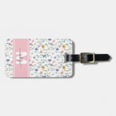Elegant Watercolor Wildflower Monogram Bagagelabel (Voorkant horizontaal)