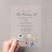 Elegant Watercolor Wildflower Spring Wedding Acryl Uitnodigingen (Insitu (Draagbaar))
