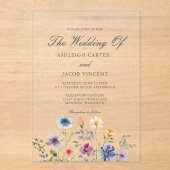 Elegant Watercolor Wildflower Spring Wedding Acryl Uitnodigingen (Voorkant)