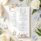 Elegant Watercolor Wildflower Wedding Program Programmakaart