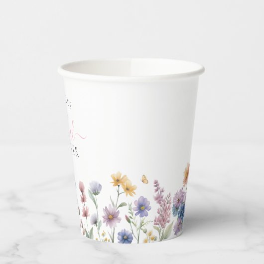 Elegant Watercolor Wildflowers Bridal Shower Papieren Bekers (Links)