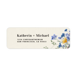Elegant Watercolor wildflowers meadow Wedding Etiket