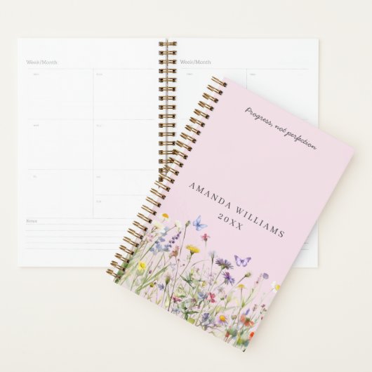 Elegant Watercolor Wildflowers Name Planner (Display)