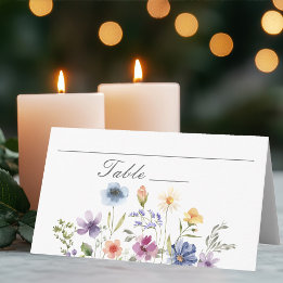 Elegant Watercolor Wildflowers Spring Wedding Plaatskaartje