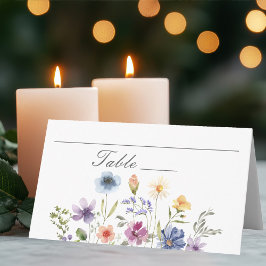 Elegant Watercolor Wildflowers Spring Wedding Plaatskaartje