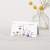 Elegant Watercolor Wildflowers Spring Wedding Plaatskaartje (Achterkant)