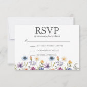 Elegant Watercolor Wildflowers Spring Wedding RSVP Kaartje (Voorkant)