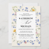 Elegant Watercolor Wldflowers Meadow Details RSVP Kaart (Voorkant)