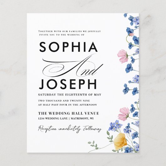 Elegant Watercolor Wldflowers Meadow RSVP Wedding  Flyer (Voorkant)