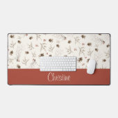 Elegant Watercolor Woodland Winterberry Monogram Bureaumat (Keyboard & Muis)