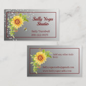 Elegant Watercolor Yellow Sunflower Business Card Visitekaartje (Voorkant / Achterkant)